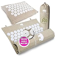 Bed of Nails The Comfortable ECO Acupressure Travel Mat and Pillow Cushion Acupressure Set - Premium Acupuncture Mat for Back Pain Relief, Increased Energy, Relaxation, Carry Bag