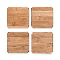 True Stack Bamboo Coasters, Modern Square Coasters, Bamboo Wood, Protect Tables and Surfaces, Set of 4