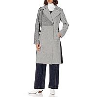 RACHEL Rachel Roy Women's Plus Size Mixed Print Synthetic Wool Long Coat, Houndstooth, 1X