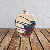 Nozomu 6.3 inch Handmade Ceramic Raku Vase - Pottery Gifts for Her, Boho, Gift Box, Gift for Mom, Bridesmaid Wedding Gift, Home Décor - HC