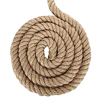 Manila Rope (1-1/2 Inch x 15 Feet), Natural Thick Hemp Rope, Twisted Strong Jute Rope, Twine Burlap Rope for Crafts, Nautical, Landscaping, Railings, Hanging Swing, Tug of War, Decorating