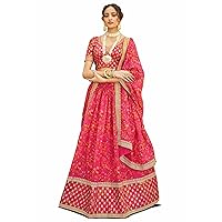 TRENDMALLS Mothers Day Gifts Pink Silk Blend Sequence Embroidery Floral Print Lehenga Choli with Dupatta For Women (L154-Pink)