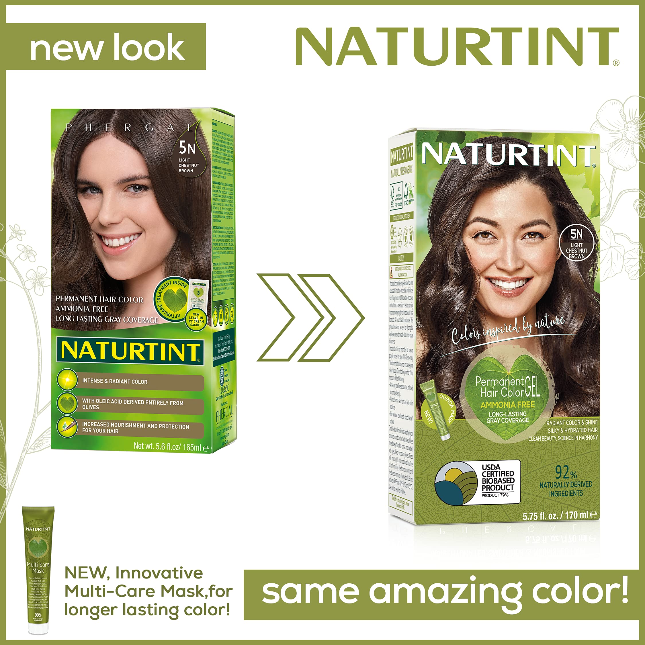 Naturtint Permanent Hair Color 5N Light Chestnut Brown (Pack of 6), Ammonia Free, Vegan, Cruelty Free, up to 100% Gray Coverage, Long Lasting Results