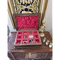 Vintage Wooden Watch Box and Jewelry Organizer, Handcarved Timepiece Organizer