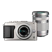 Olympus E-PL5 Interchangeable Lens Digital Camera Double Zoom Kit (Silver) E-PL5 DZKIT - Internatinoal Version (No Warranty)