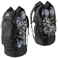 Fitdom Heavy Duty XL Soccer Mesh Equipment Ball Bag w/Adjustable Backpack Shoulder Strap Design for Coach. 2 Different Size Front Pockets for Sporting Accessories. Best for All Outdoor & Water Gears