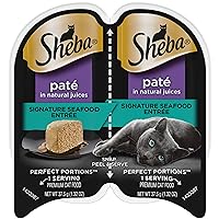 SHEBA Perfect Portions Paté Wet Cat Food Trays (24 Count, 48 Servings), Signature Seafood Entrée, Easy Peel Twin-Pack Trays