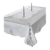 Violet Linen Betenburg Lace Design Tablecloth White 70
