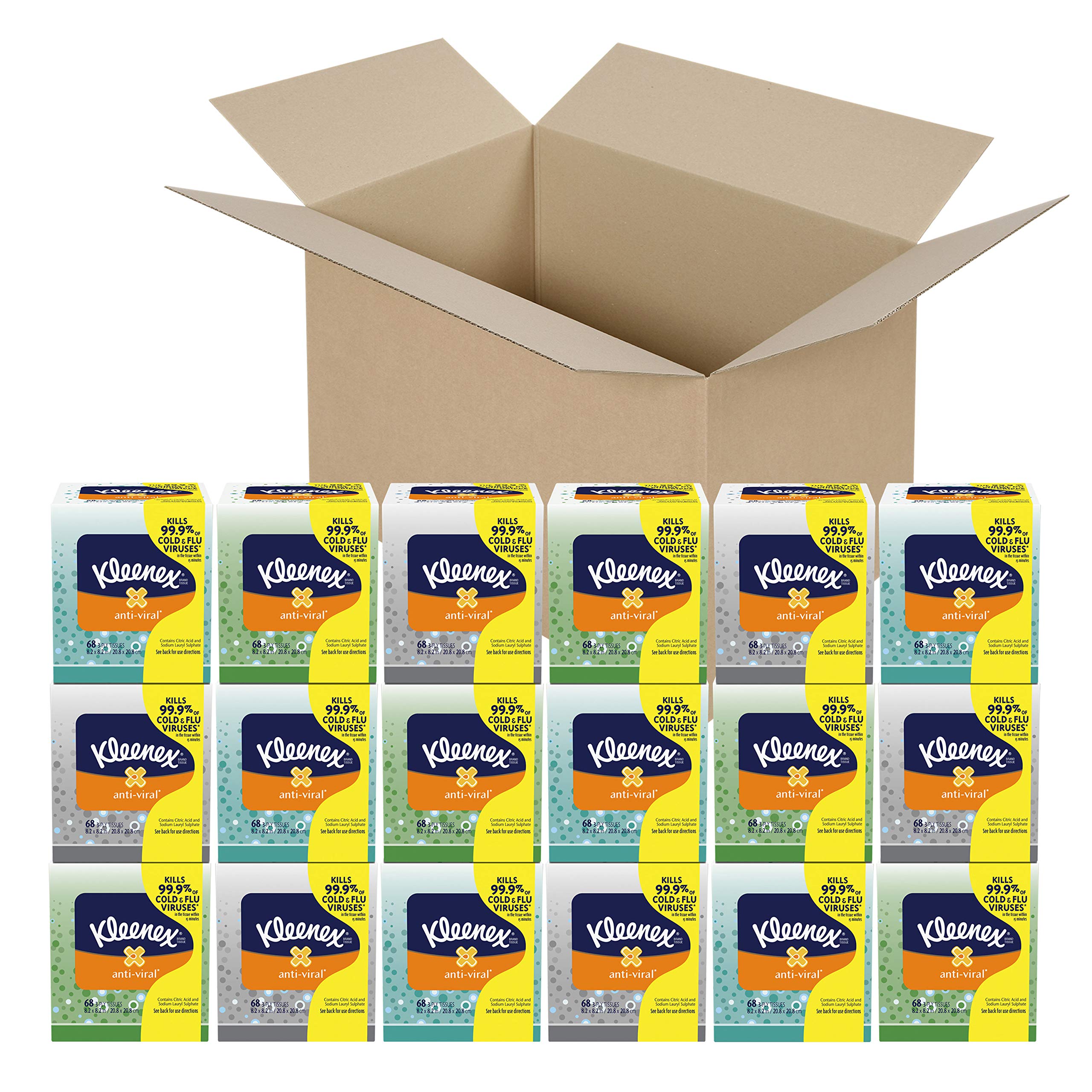 Kleenex Anti-Viral Facial Tissues, Cube Box, 68 Tissues per Cube Box