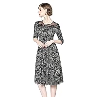 Vintage 3/4 Sleeve A-Line Dress for Women Cocktail Party Business Casual