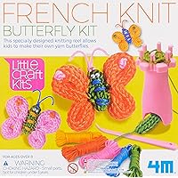 4M French Knit Butterfly Kit from Little Craft Kids, Specially Designed Knitting Reel Lets Kids Make Their Own Yarn Butterflies, Ages 8+, Multicolor