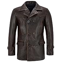Smart Range Men's Dr Who Real Cowhide Leather Jacket Black Bronze Vintage WW2 Inspired Coat