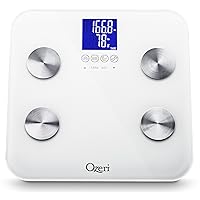 Ozeri Touch 440 Lbs Total Body Weight Scale (Body Fat, Muscle, Bone, Weight & Hydration), Auto Recognition Bath Scale with Infant Tare