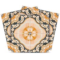 Tile Stickers by Mi Alma 24 pcs Talavera Wall Stencils Wall Stickers Peel and Stick Easy Application – Ideal for Bathroom, Kitchen Wall Tile Decals (6x6 Inch, Orange Flower H1)