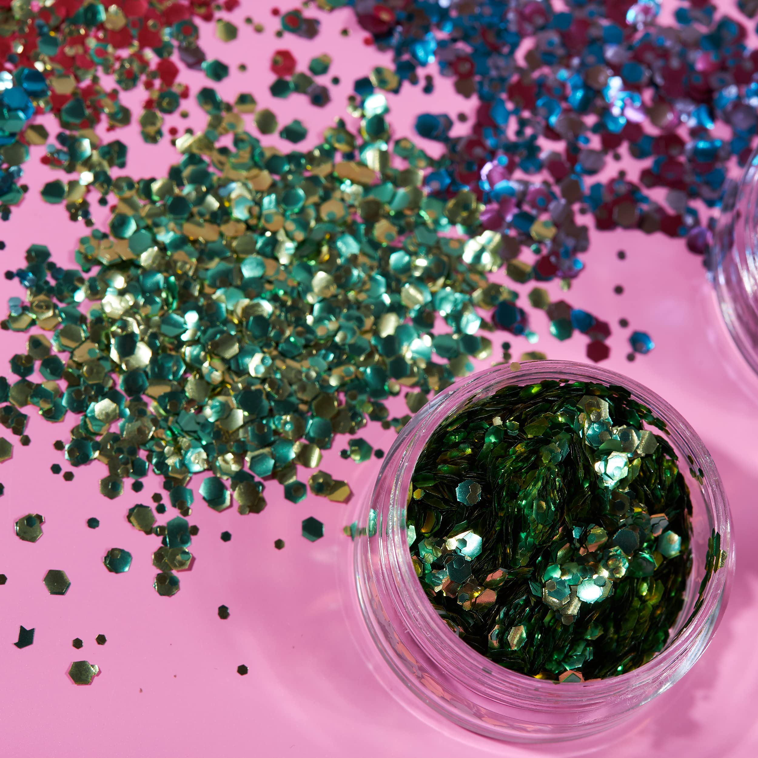Mystic Bio Biodegradable Eco Chunky Glitter by Moon Glitter - 100% Cosmetic Bio Glitter for Face, Body, Nails, Hair and Lips - 3g - Shamrock