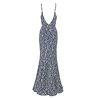 Miama Women's Lace Halter Neck Mermaid Floor Length Sexy Evening Party Dress