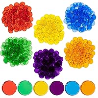 Transparent Counters - Set of 500 - Bulk Colored Counters for Kids Math - 6 Colors - 3/4 in - Counting, Sorting, Light Panels, Bingo