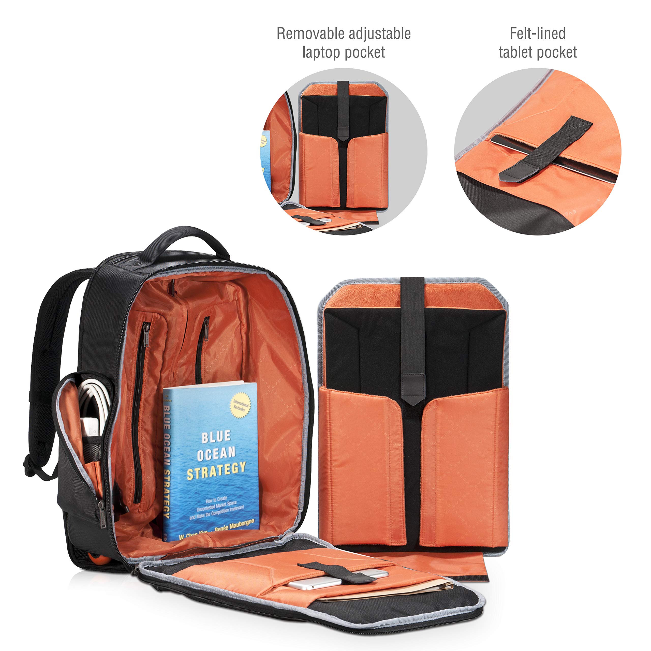 EVERKI Atlas Wheeled Laptop Backpack, 13-Inch to 17.3-Inch Adjustable Compartment, Business Professional (EKP122), Black, Large