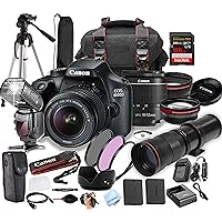 Canon EOS 4000D (Rebel T100) w/EF-S 18-55mm + 420-800mm Super Telephoto Lens + 128GB Extreme Speed Card, Case, Tripod,TTL Speedlite, Spare Battery, Filters, More (Extreme Pro-Bundle)