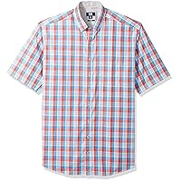 Cutter & Buck Men's Large Plaid Easy Care Button Down Short Sleeve Shirts