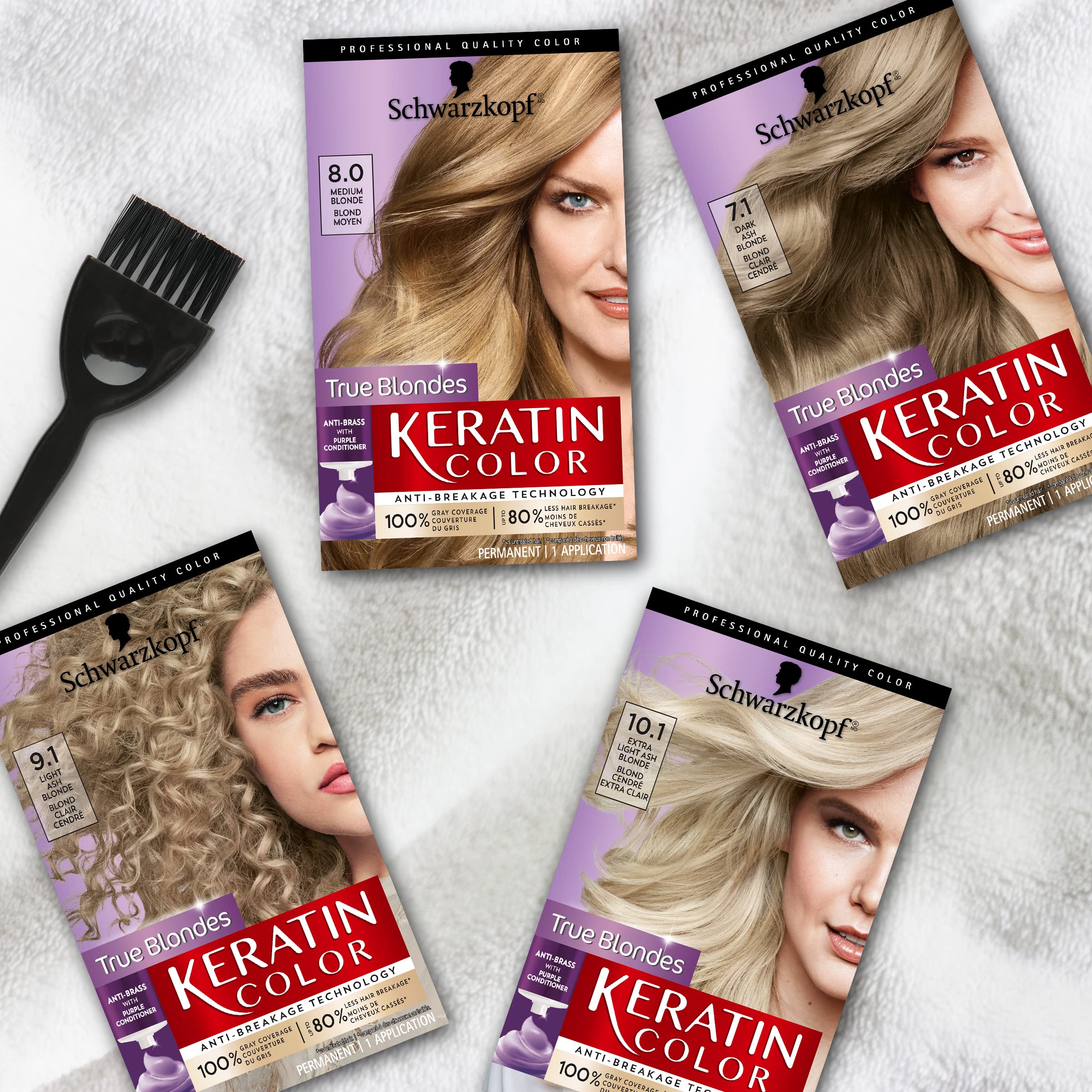 Schwarzkopf Keratin Color Permanent Hair Color Cream, 8.0 Medium Blonde