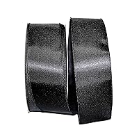 Reliant Ribbon 92575W-031-40K Satin Value Wired Edge Ribbon, 2-1/2 Inch X 50 Yards, Black