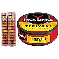 Jack Links Jerky Chew, 0.32 oz., Pack of 24 – Shredded Beef Jerky, Made with 100% Beef, Teriyaki, 7.68 Oz