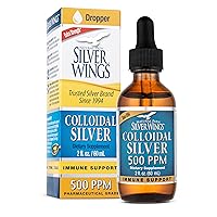 Natural Path Silver Wings Colloidal Silver 500ppm (2,500mcg) Immune Support Supplement 2 fl. oz. dropper