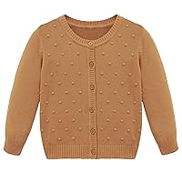 Lilax Baby Girls' Knit Cardigan, Button Closure Long Sleeve Toddler Sweater