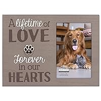 Malden Int Designs 4x6 Pet Sentiment Picture Frame A lifetime of love forever in our hearts MDF Wood Brown