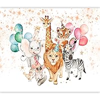 Wall Mural Kindergarten 173x124 in - Peel and Stick Self-Adhesive Wallpaper Removable Large Sticker Foil Wall Decor Print Picture Image Design Jungle Animals Safari g-C-0367-a-a