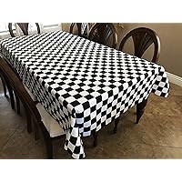 Cotton Blend 2 Inch Checkered Tablecloth/Birthday Party Special Event Table Decor/Race Car Flag Checkerboard Pattern Tablecloth (58