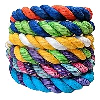 Ravenox Colorful Twisted Cotton Rope | Made in USA | (White, White & Black)(1/4 in x 10 ft)| Custom Color Cordage for Sport, Décor, Pet Toys, Craft, Macramé & General Use | Rope by The Foot & Diameter