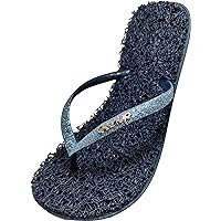 CLEANUP Flip Flops | Flat Shine Blue | Exfoliating, Massaging and Relaxing | Comfortable & Lightweight Thong Sandals | 100% Vegan Recyclable Fibers |
