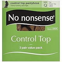 No Nonsense Women’s Control Top Pantyhose, Tummy Control Sheer Tights