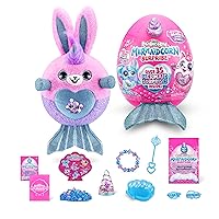 Rainbocorns Mermaidcorn (Bunny) by ZURU, Collectible Plush, Mermaid Surprises, Cuddle Plush Stuffed Animal, Surprise Egg, Stickers, Magic Sands & Bubble Mixture, for Girls 3+ Up