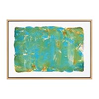 Kate and Laurel x Mentoring Positives Collaboration Jungle Framed Canvas Wall Art, 23x33 Natural, Modern Green Abstract Wall Décor