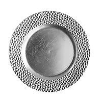 ChargeIt by Jay Hammered RimCharger Plate Large Decorative Melamine Service Plate for Home & Professional Fine Dining -For Upscale Catering Events, Dinner Parties, & Weddings,13