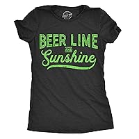 Womens Beer Lime and Sunshine Tshirt Funny Summer BBQ Tee for Ladies