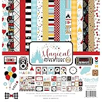 Echo Park Paper Company Magical Adventure 2 Collection Kit paper, black, red, yellow, teal, kraft, 12-x-12-Inch