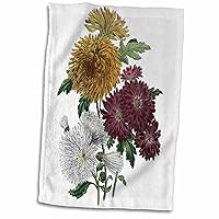 3dRose Chrysanthemum Flowers in White, Rust and Red - Towels (twl-153466-1)