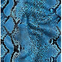 Soimoi Cotton Voile Blue Fabric - by The Yard - 42 Inch Wide - Leopard & Snake Jungle Animal Skin Fabric - Jungle Adventure with Leopard and Snake on Animal Skin Printed Fabric