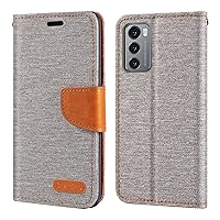 LG Wing 5G Case, Oxford Leather Wallet Case with Soft TPU Back Cover Magnet Flip Case for LG Wing 5G, Grey