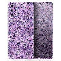 Purple Damask Watercolor Pattern | Protective Vinyl Decal Wrap Skin Cover Compatible with The Samsung Galaxy S10e (Full-Body, Screen Trim & Back Glass Skin)