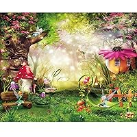 10x8ft Enchanted Forest Large Photo Background Fairy Tale Magic Big Tree Mushroom Princess Girl Birthday Party Decorations Banner Backdrops for Photography P3520W-J