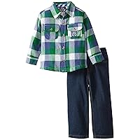 Boys Rock Little Boys' Two-Piece Set with Woven Top and Denim Pant