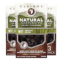 Clairol Natural Instincts Semi-Permanent Hair Dye for Men, M17 Brown Black Hair Color, Pack of 3