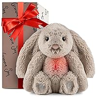 Bedtime Baby Soother with Cry Activated Sensor, Plush Stuffed Animal for Newborn Infants, Calming Light, Lullaby Music, White Noise, Shush and Mother’s Heartbeat - (Bunny, Non-Rechargeable)