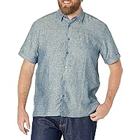 Cubavera Men's Cross Dyed One-Pocket Short Sleeve Button Down Shirt