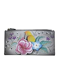 Anna by Anuschka Women's Handpainted Leather Two Fold Clutch Wallet